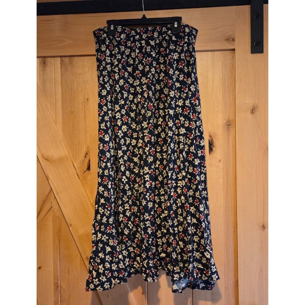 Vintage Kathie Lee Sz 12 Maxi Skirt Rayon Ditzy Floral Y2k Preppy - Picture 2 of 13